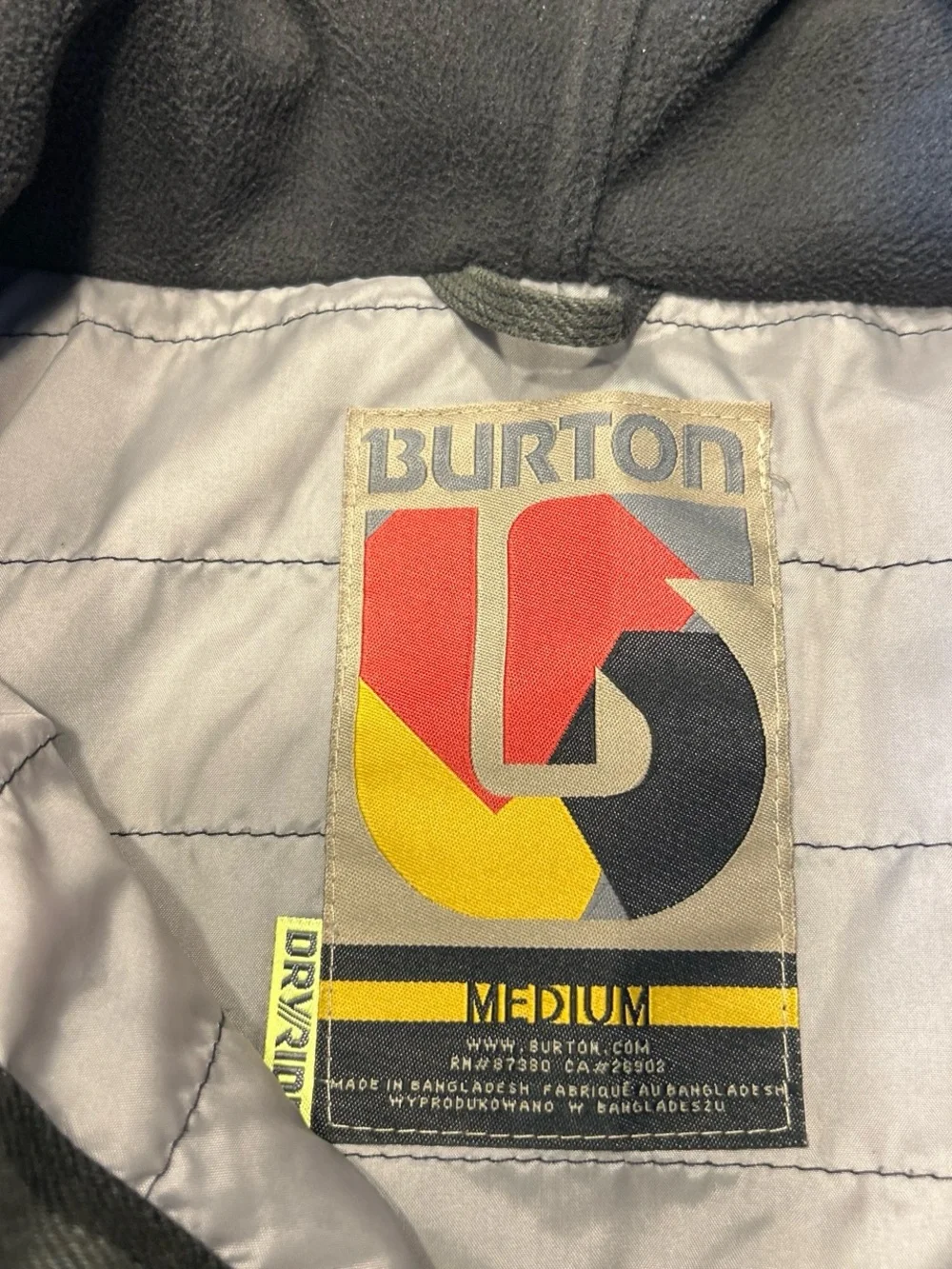 Burton Gray and Black Plaid Hooded snowboard Jacket